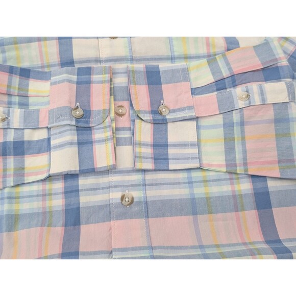Gymboree Cotton Pastel Pink Blue Button Up Long Sleeve Plaid Shirt Size Medium - Picture 5 of 9